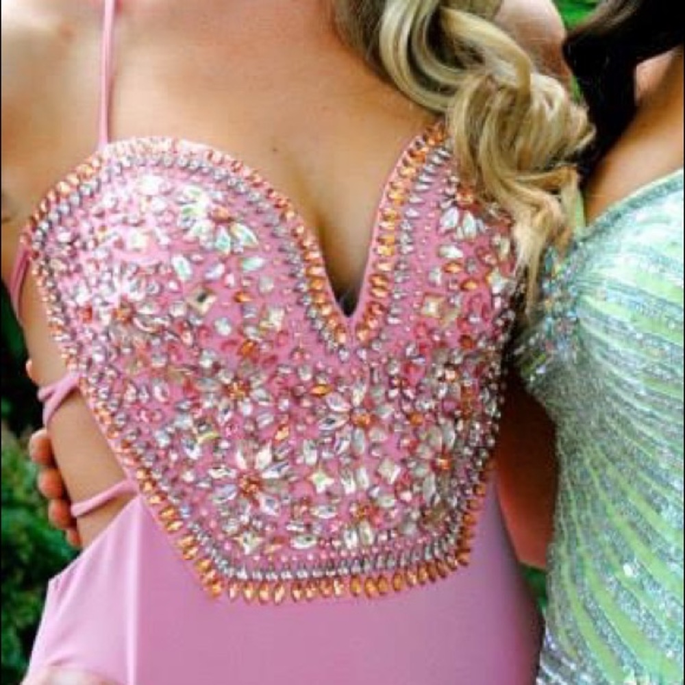 Mignon embellished pink prom dress, size 0.